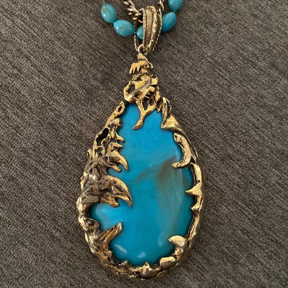 RARE The Love Witch Pendant Necklace Blue Vintage Costume Pendant